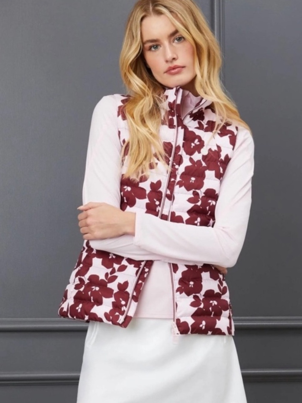 G/FORE 🌺🌸 Quilted Floral Zip Vest